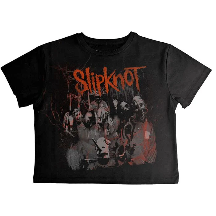 Slipknot - First Album Womens Fitted Black Crop Top - 100% Official Merchandise - Image 2