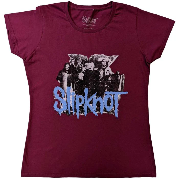 Slipknot - Goat Logo and Demon Womens Fitted Maroon Shirt - 100% Official Merchandise - Image 2
