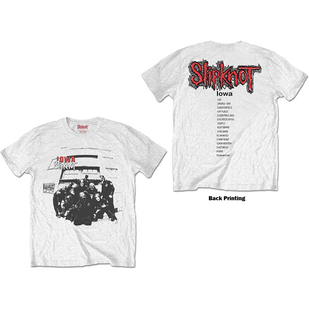 Slipknot - Iowa Band & Tracklist White Shirt - 100% Official Merchandise