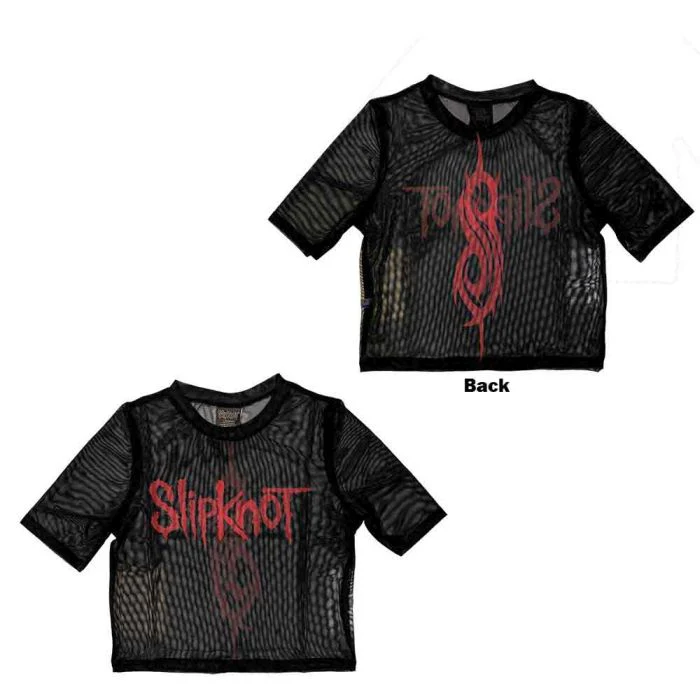 Slipknot - Logo Womens Fitted Black Mesh Crop Top - 100% Official Merchandise
