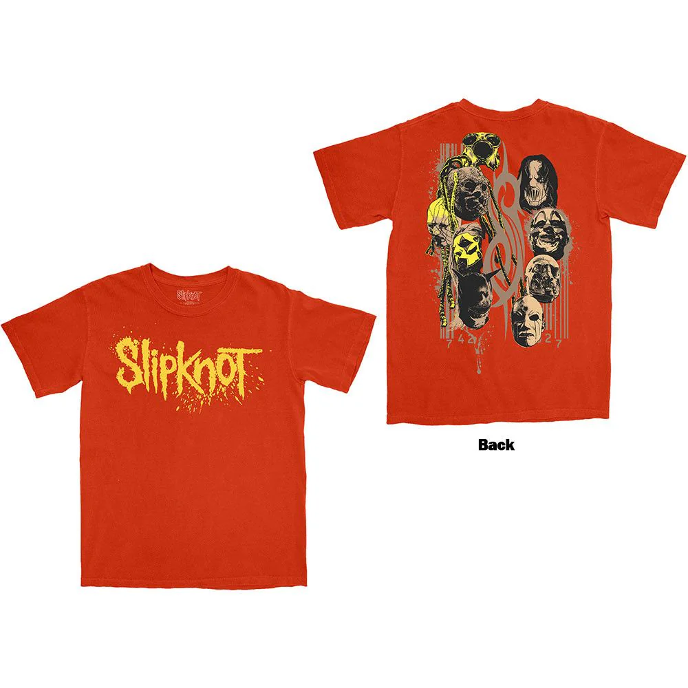 Slipknot - Splatter Logo & Portraits Orange Shirt - 100% Official Merchandise