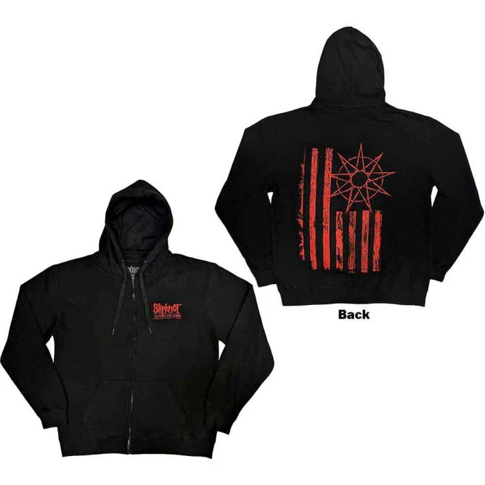 Slipknot - Zip Black Hoodie (9 Point Flag) - 100% Official Merchandise