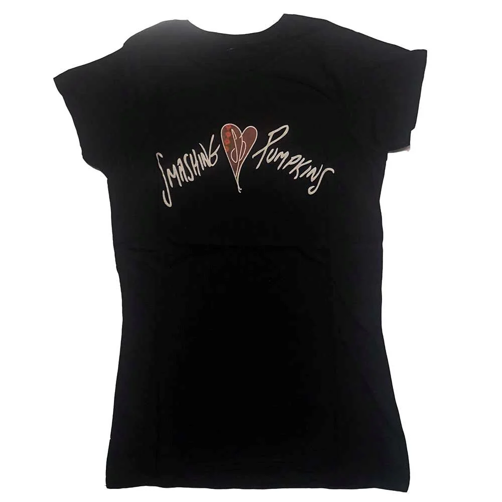 Smashing Pumpkins - Gish Heart Womens Fitted Black Shirt - 100% Official Merchandise
