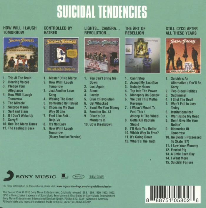 Suicidal Tendencies - Original Album Classics (How Will I Laugh Tomorrow/Controlled By Hatred/Lights... Camera... Revolution/The Art Of Rebellion/Still Cyco After All These Years) (5CD) - CD - New - Image 2