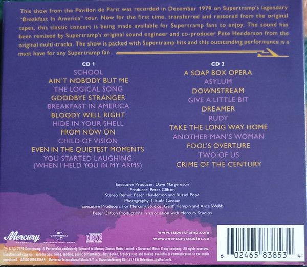 Supertramp - Live In Paris '79 (2025 2CD digipak) - CD - New - Image 2