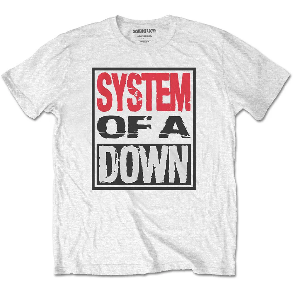 System Of A Down - Box Logo White Shirt - 100% Official Merchandise