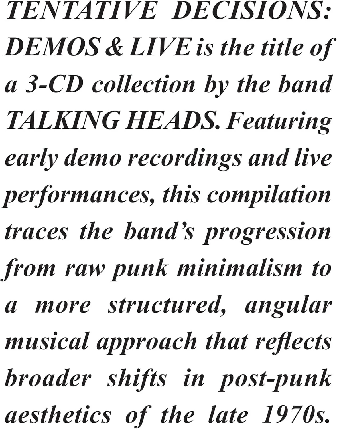 Talking Heads - Tentative Decisions: Demos & Live (3CD Box Set) - CD - New - Image 2