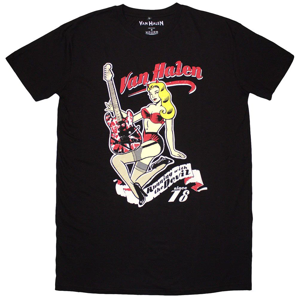 Van Halen - Running With The Devil Womens Fitted Black Dress Shirt - 100% Official Merchandise