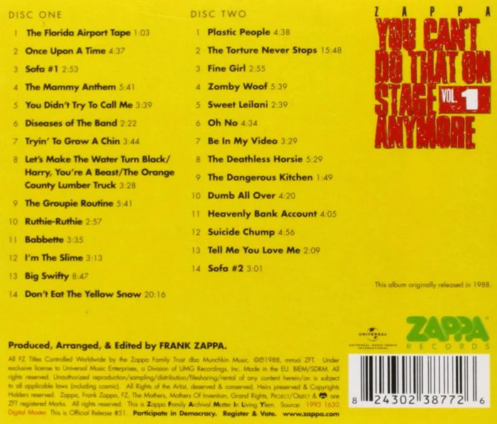 Zappa, Frank - You Can't Do That On Stage Anymore Vol. 1 (2CD) - CD - New - Image 2